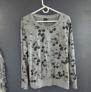 Disney Gray Mickey Mouse Women's Crew Neck Sweater Plus Size 1